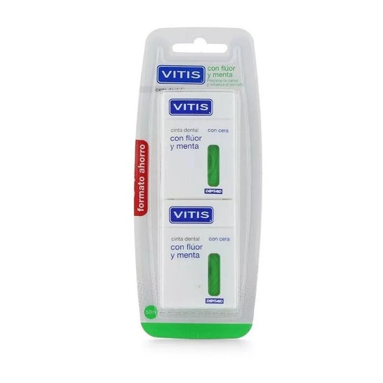 Vitis Cinta Dental con Cera, Flúor y Menta 2x50cm