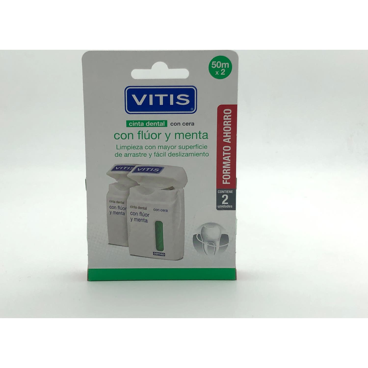 Vitis Cinta Dental con Cera, Flúor y Menta 2x50cm