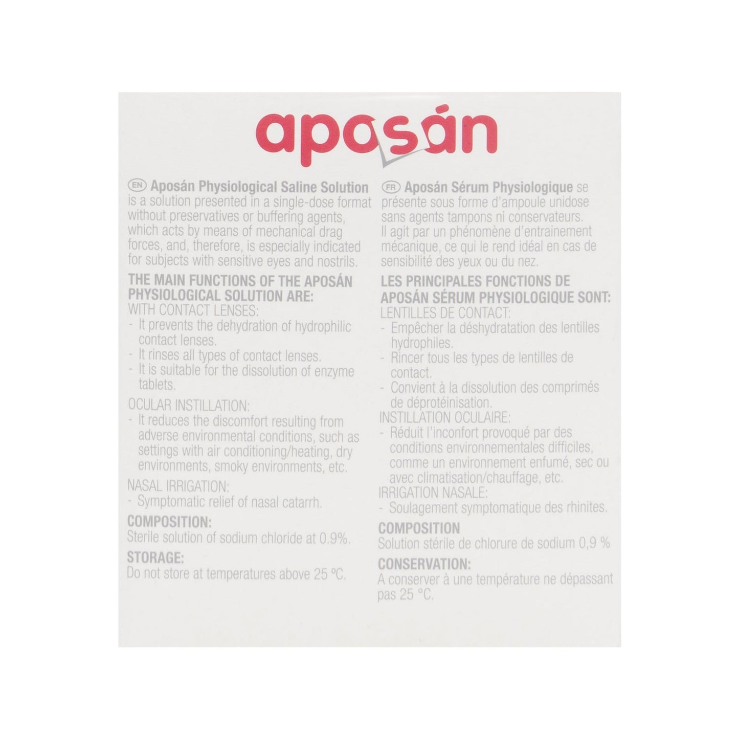 Aposán suero fisiológico nasal 30 monodosisx5ml