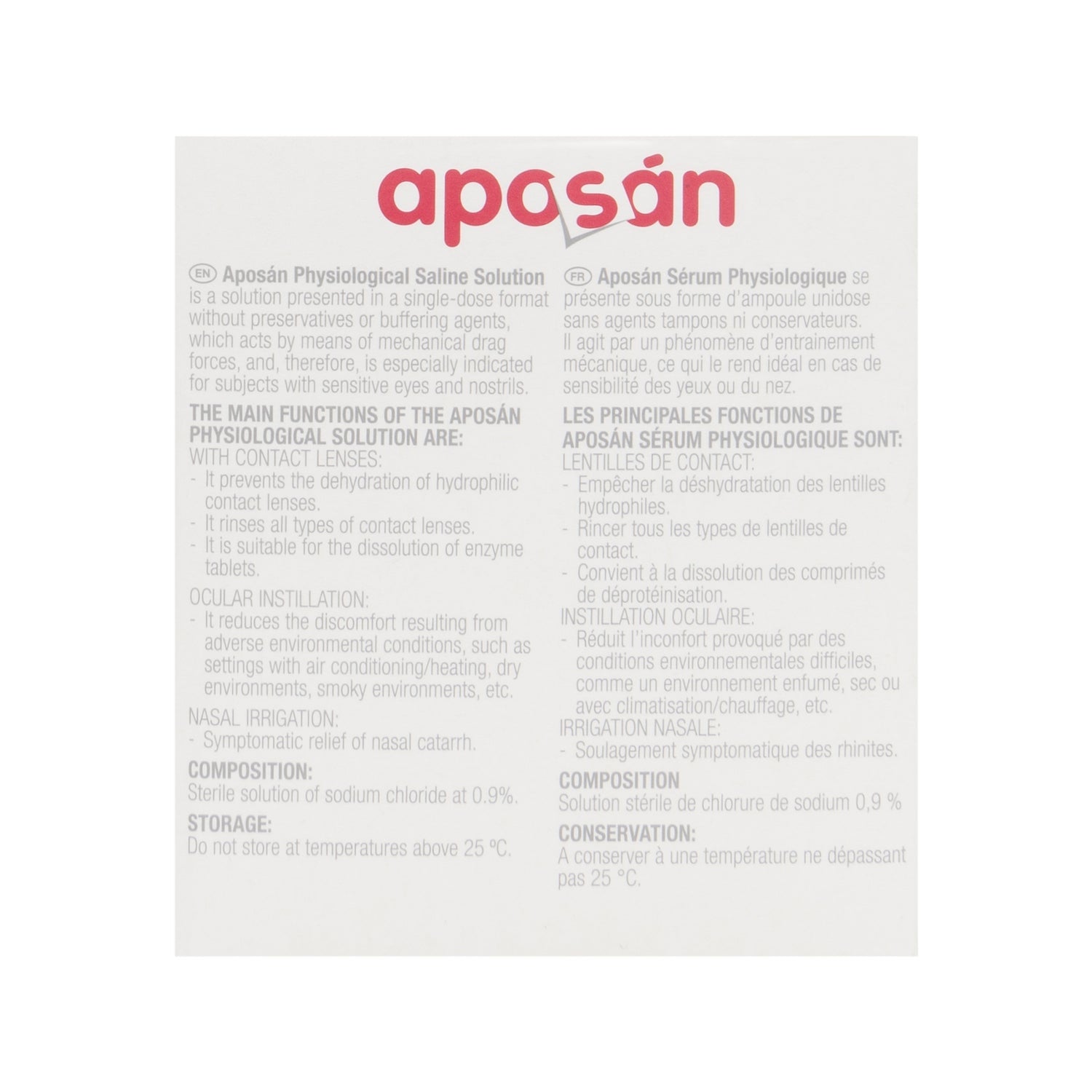 Aposán suero fisiológico nasal 30 monodosisx5ml