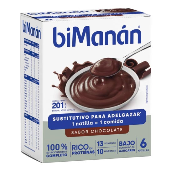 biManán Natillas Sustitutivas Sabor Chocolate 6uds