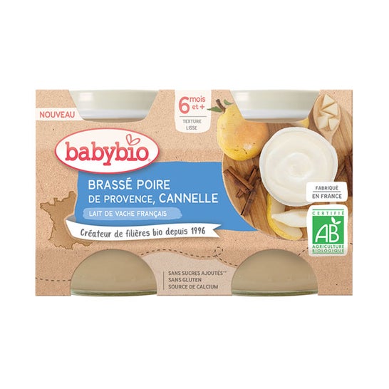 BabyBio Brassé Poire, Cannelle 2 x 130g