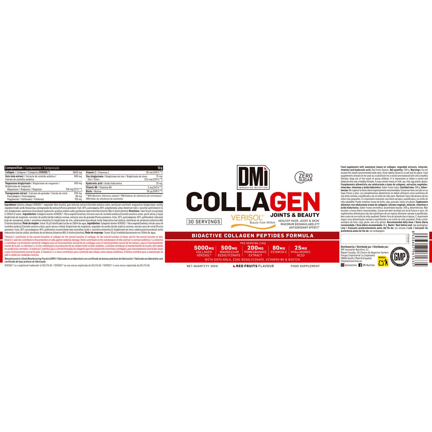 DMI Nutrition Collagen Joints & Beauty Verisol Red Fruits 300g