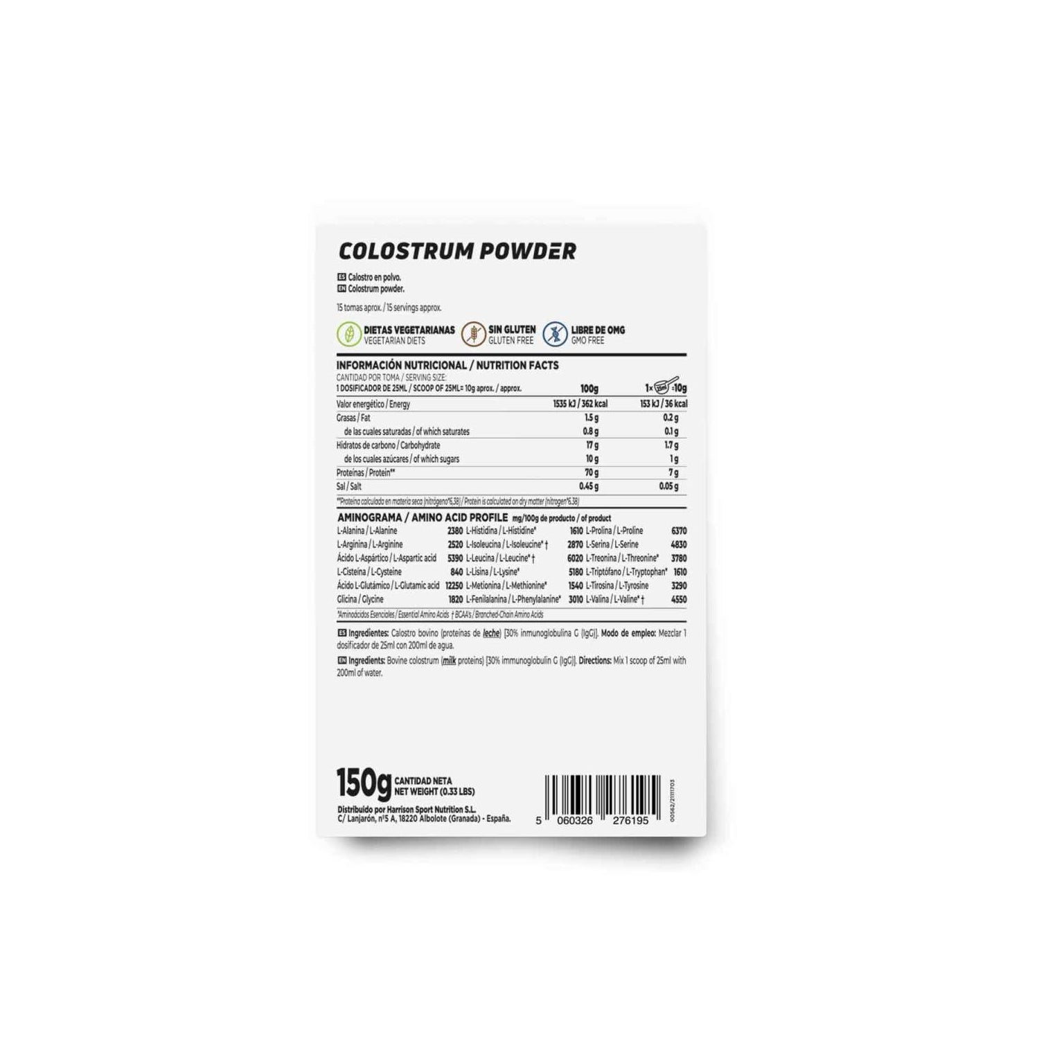 HSN Calostro en Polvo 30% de IgG Activa 150g