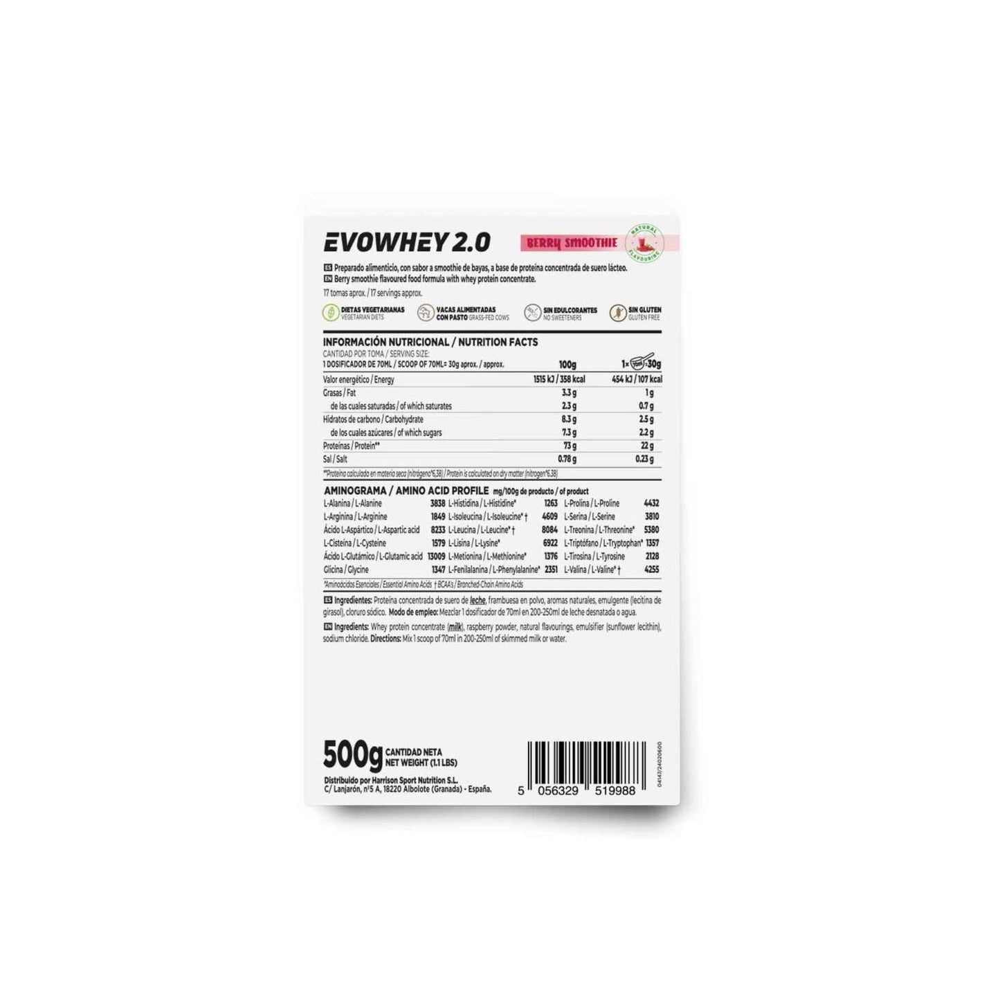 HSN Evowhey Protein Sin Edulcorantes Smoothie de Bayas 500g