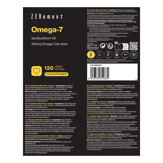 Zenement Omega-7 Aceite de espino amarillo 120 vcaps
