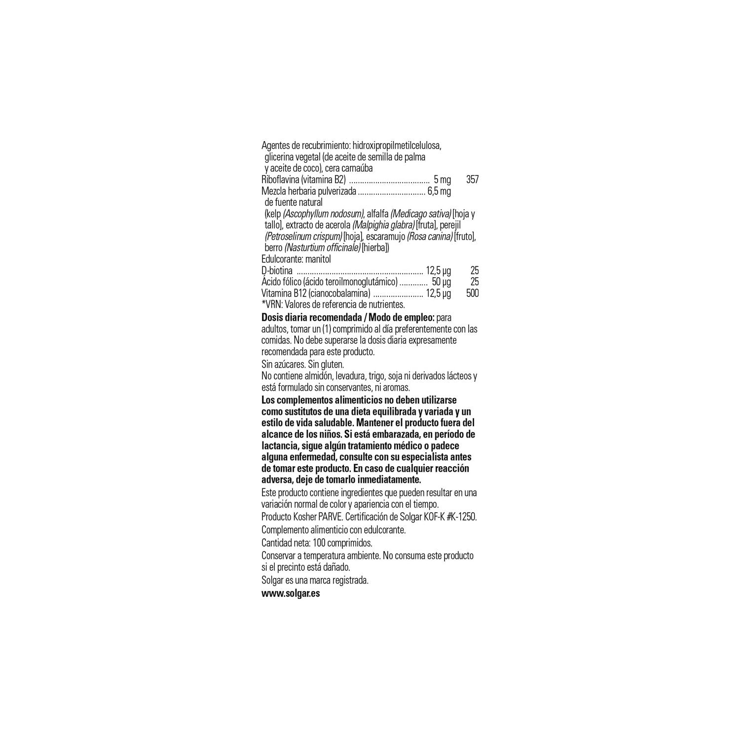 Solgar Vitamina B-Complex con Vitamina C 100comp