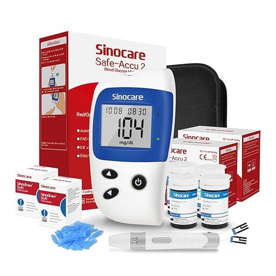 Sinocare Safe-Accu2 Kit Medidor Glucómetro + 100 + Punción