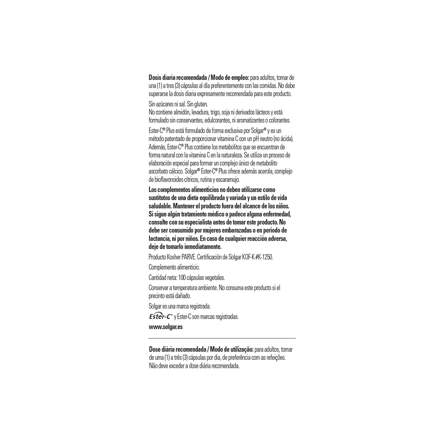 Solgar Ester-C Plus Vitamina C 500mg 100vcaps