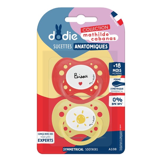 Dodie Chupete Anatómico Silicona 18M+ Mathilde Cabana A108 2 uds