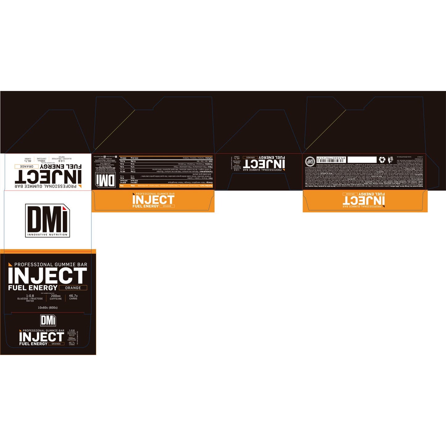 DMI Nutrition Inject Fuel Energy Gummie Bar Orange 10x60g