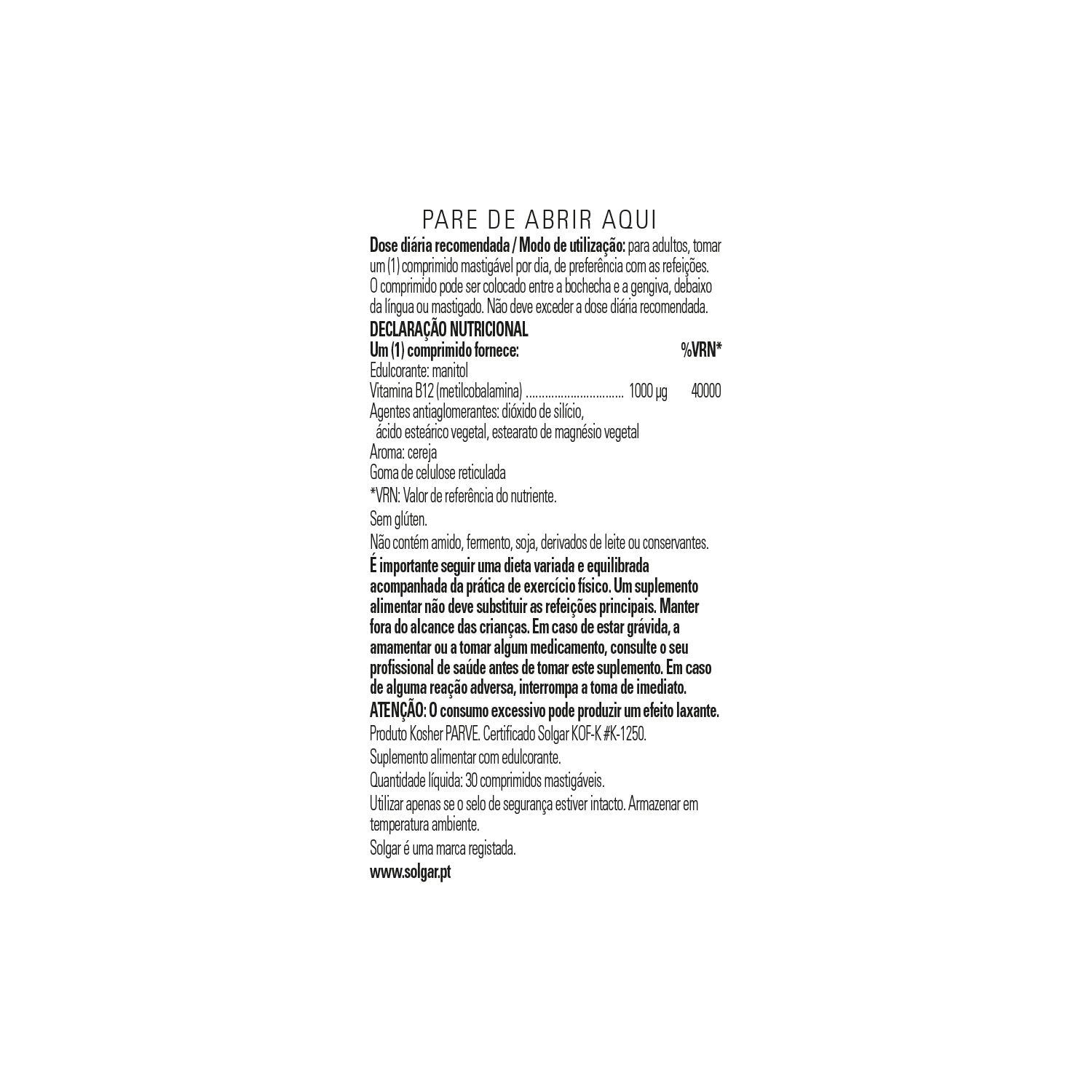 Solgar Vitamina B12 Metilcobalamina 1000mcg 30comp