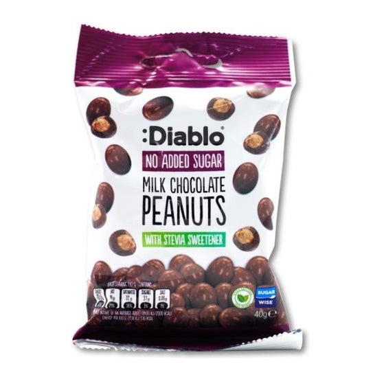 Diablo Cacahuetes Cubiertos de Chocolate con Leche y Stevia 40 g