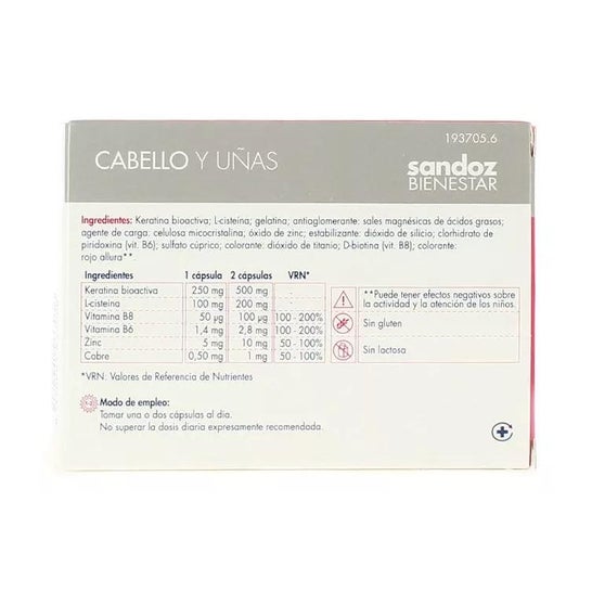 Sandoz Bienestar Cabellos Y Uñas 90 Caps