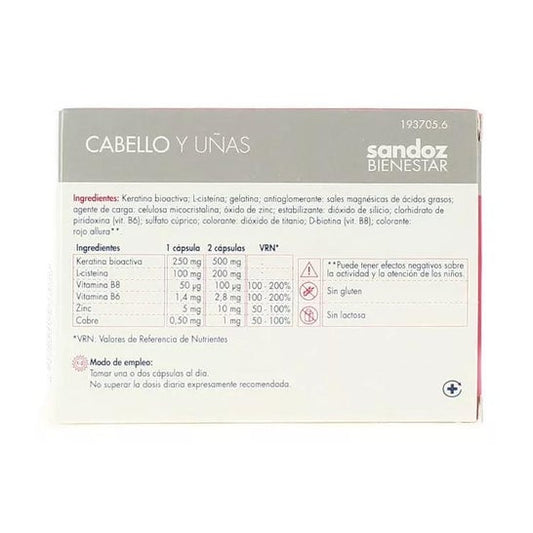 Sandoz Bienestar Cabellos Y Uñas 90 Caps