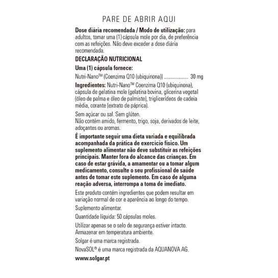 Solgar Nutri-Nano CoQ-10 50 Perlas