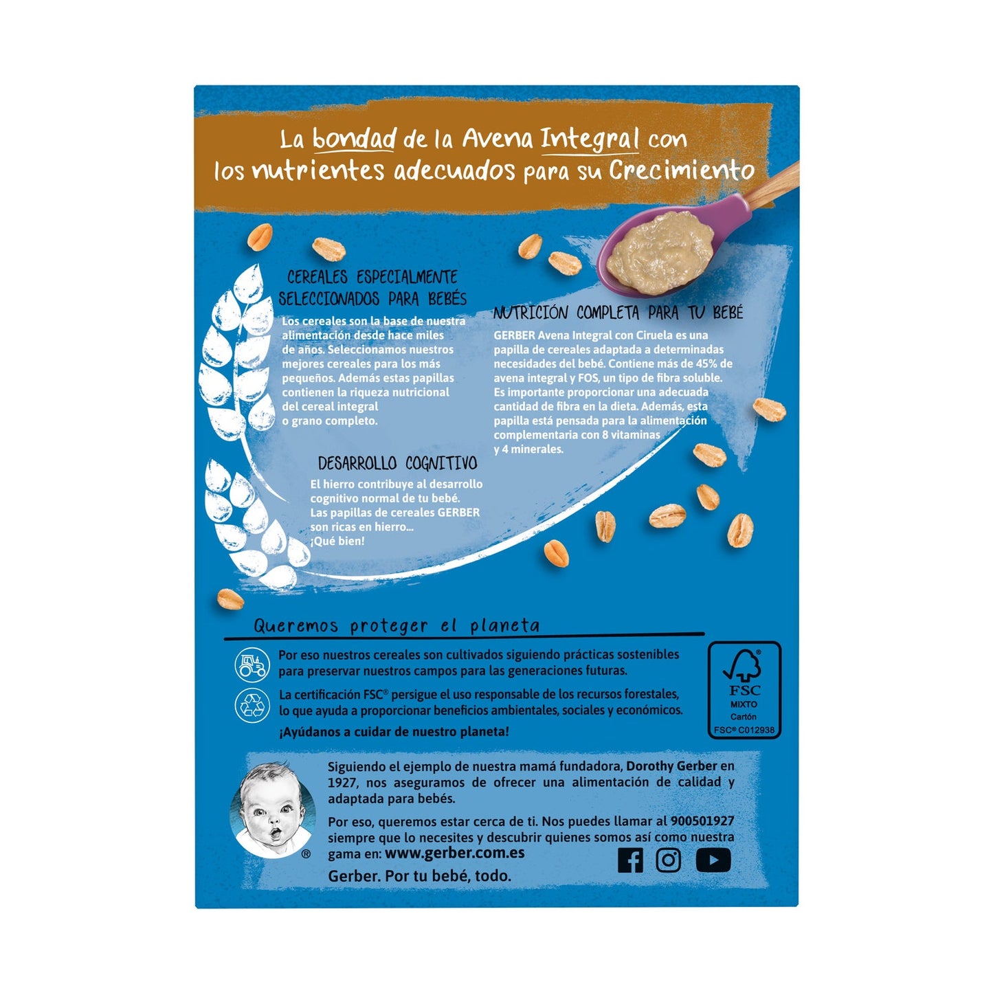 Gerber ExpertCare Avena Integral con Ciruela 250g