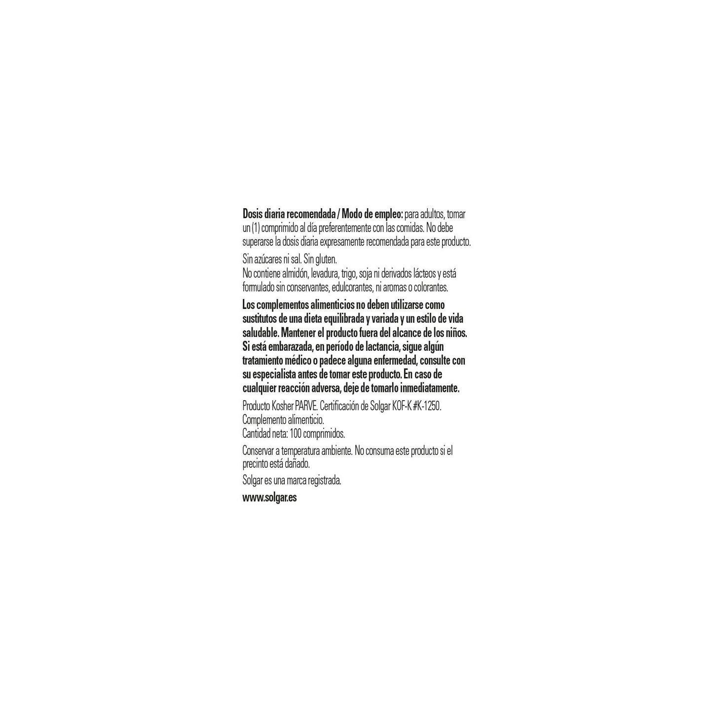 Solgar Folacín Ácido Fólico 400mcg 100comp