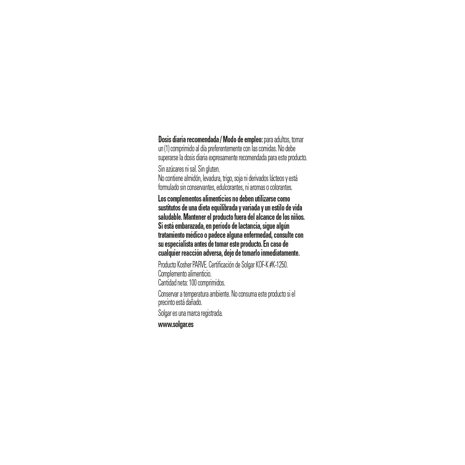 Solgar Folacín Ácido Fólico 400mcg 100comp