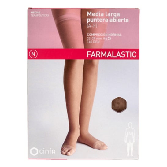 Farmalastic Media Larga Compresión Normal Puntera Abierta Camel T-M 1 Par