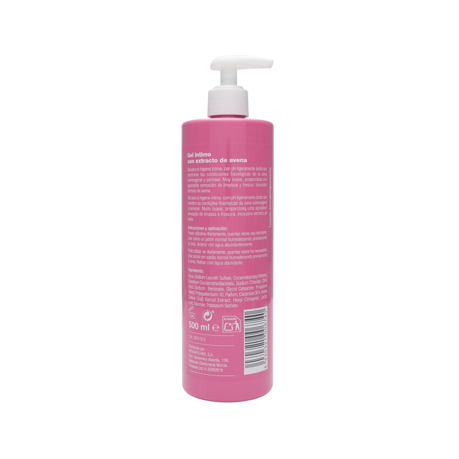 Interapothek gel íntimo con extracto de avena 500ml