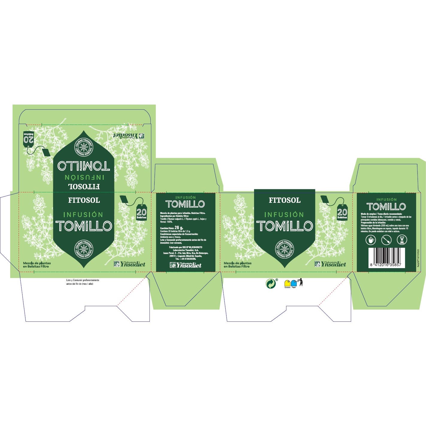 Fitosol Infusiones Tomillo 20 bolsitas filtro