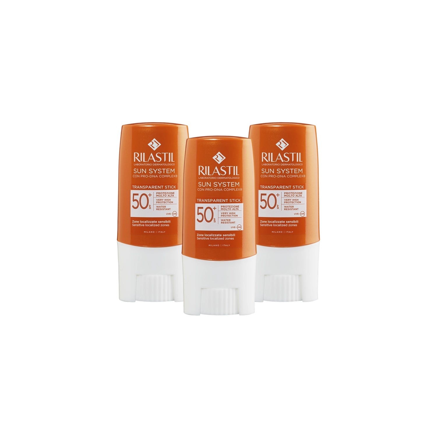 Rilastil Sun System Stick Solar Transparente Zonas Sensibles SPF50+ 3x8,5 g
