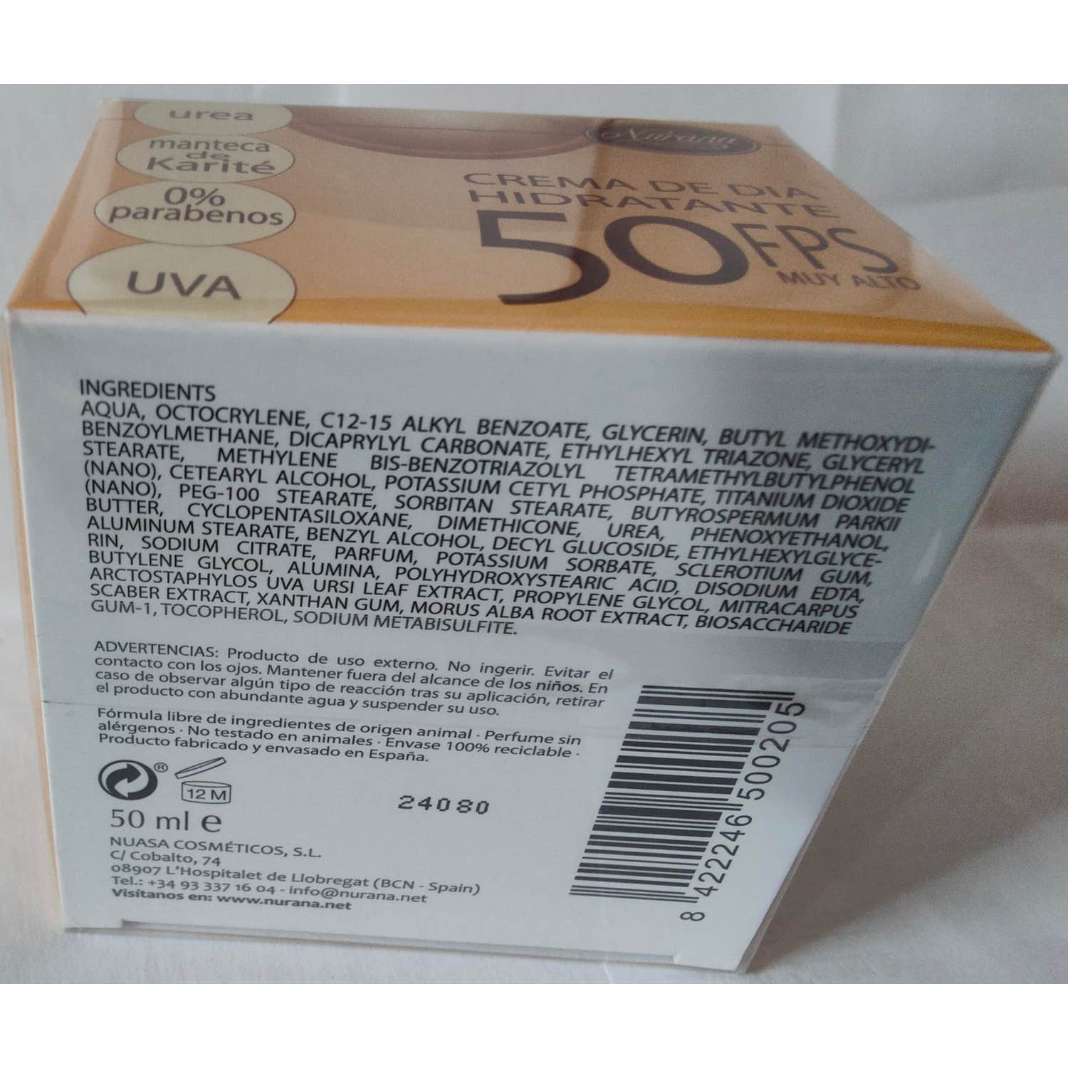 Nurana crema hidratante de día con SPF50+ 50ml