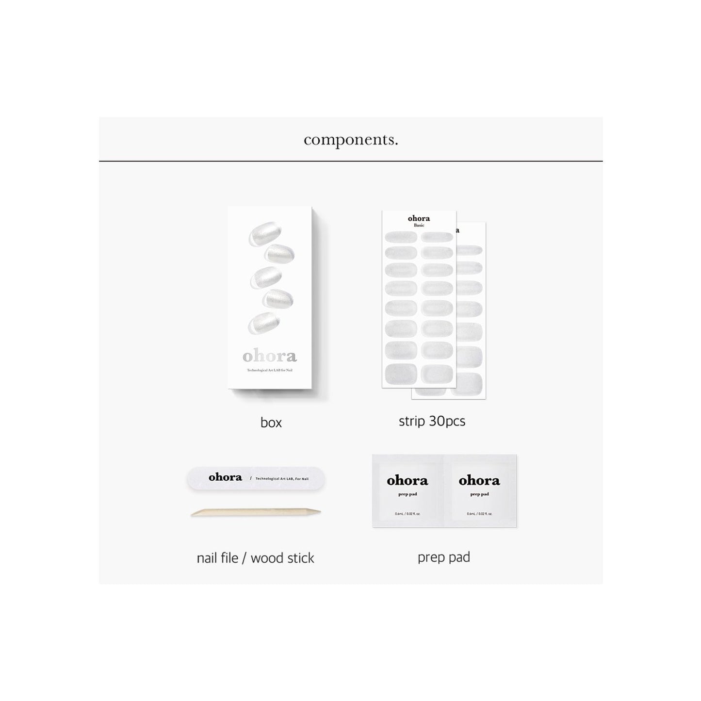 Ohora Gel Nail Strips N Silver Chrome 30uds