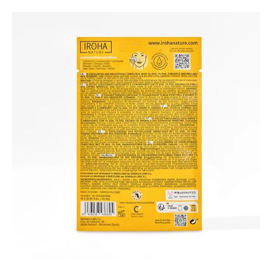Iroha Nature Discos Impregnados Tónico Exfoliante 10uds