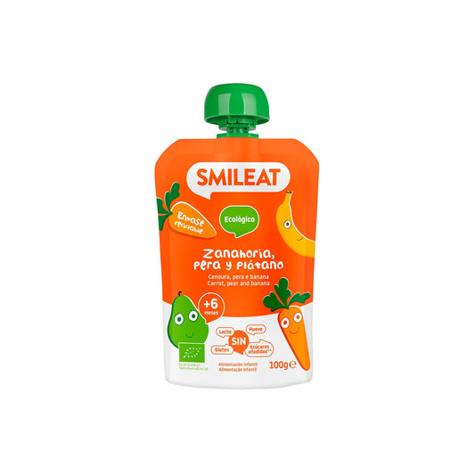 Smileat Pouch Ecológico de Zanahoria Pera y Plátano 100g
