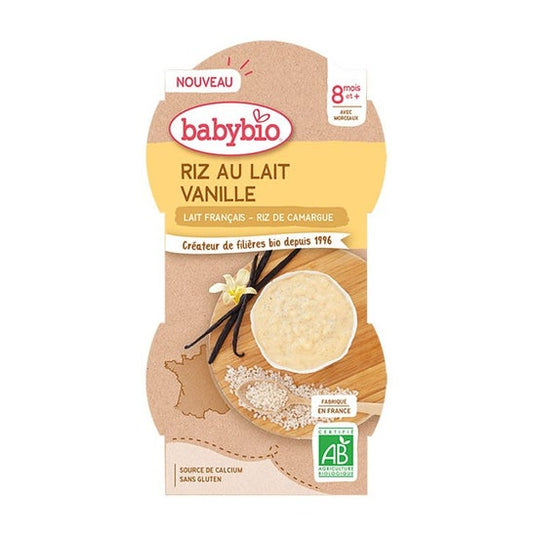 BabyBio Arroz con Leche de Vainilla 2x100g