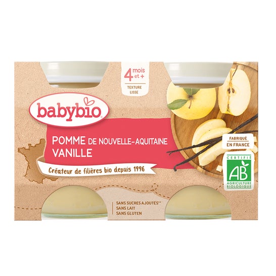 Babybio Manzana y Vainilla 4 meses 2x130g