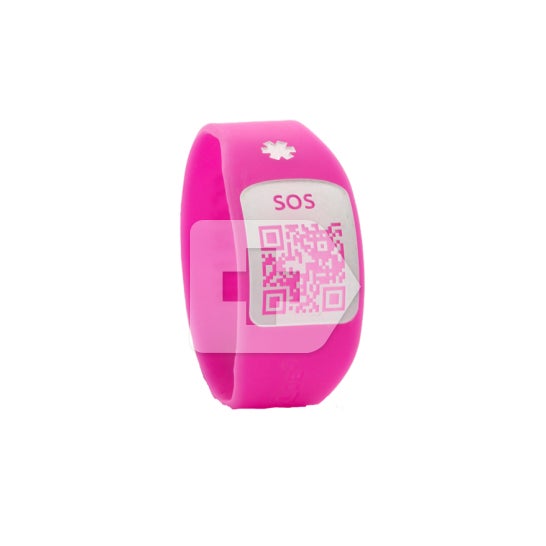 Silincode pulsera SOS QR color rosa T-XS 1ud