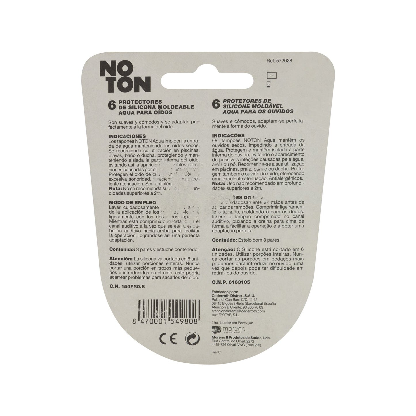Noton tapones oído silicona protectores 6uds