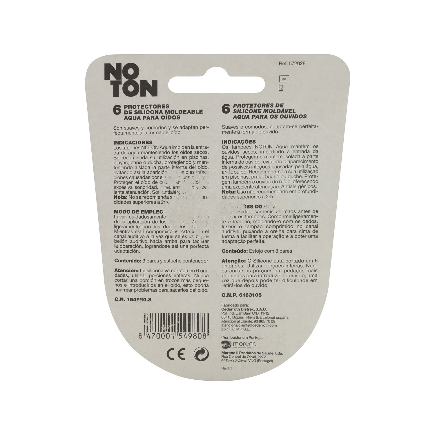 Noton tapones oído silicona protectores 6uds