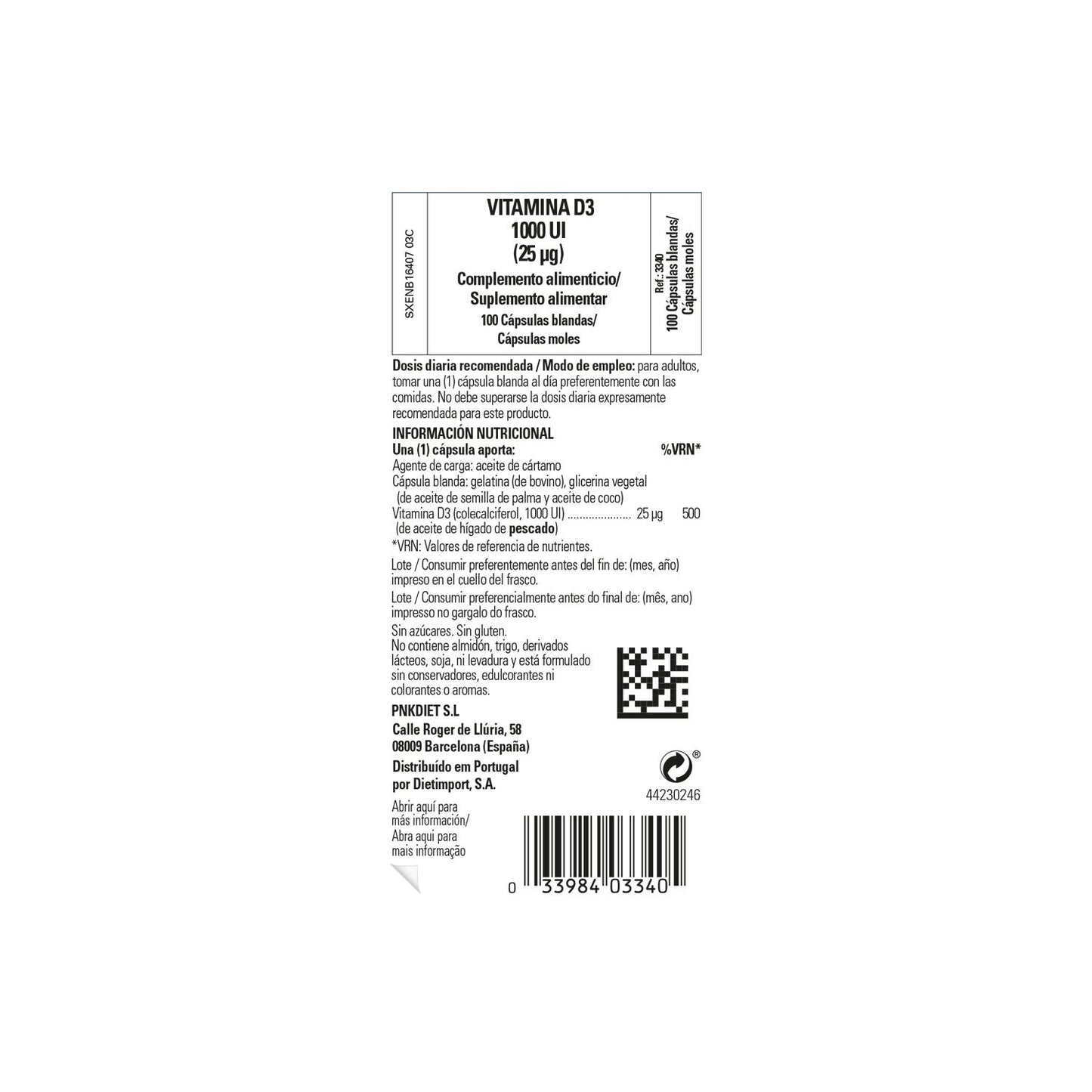 Solgar Vitamina D3 Colecalciferol 1000 UI 25 mcg 100 perlas