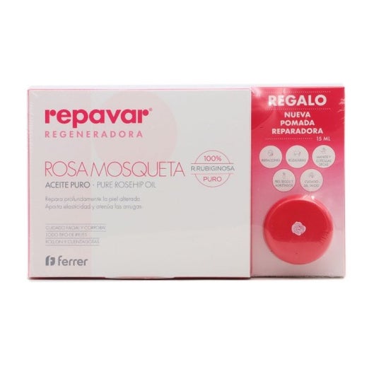 Repavar Pack Rosa Mosqueta Aceite Puro 15ml + Pomada Reparadora