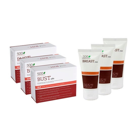 500 Cosmetics Pecho Triplo para el Pecho 3 X60 caps + Crema 3 X100 ml