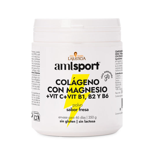 AMLSport Colágeno Con Magnesio+VIT.C+B1.B2.B6 Polvo Fresa 350gr