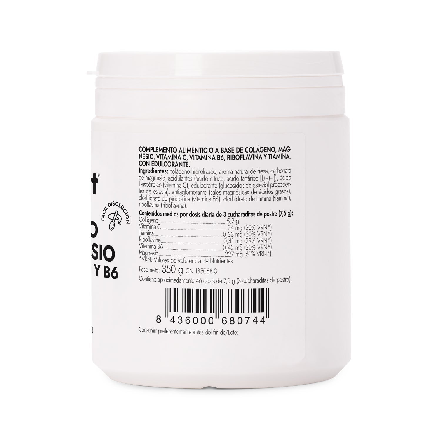 AMLSport Colágeno Con Magnesio+VIT.C+B1.B2.B6 Polvo Fresa 350gr