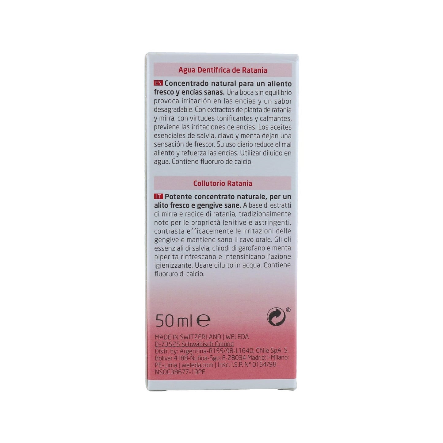 Weleda Agua Dentífrica de Ratania Sabor Menta 50ml