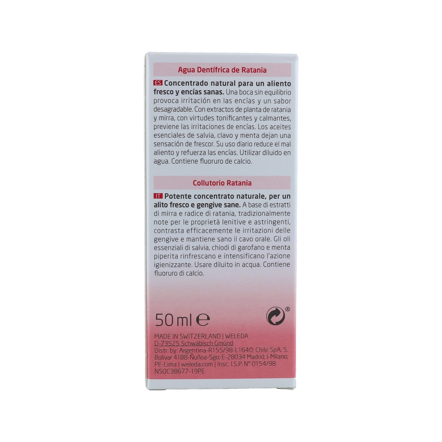 Weleda Agua Dentífrica de Ratania Sabor Menta 50ml