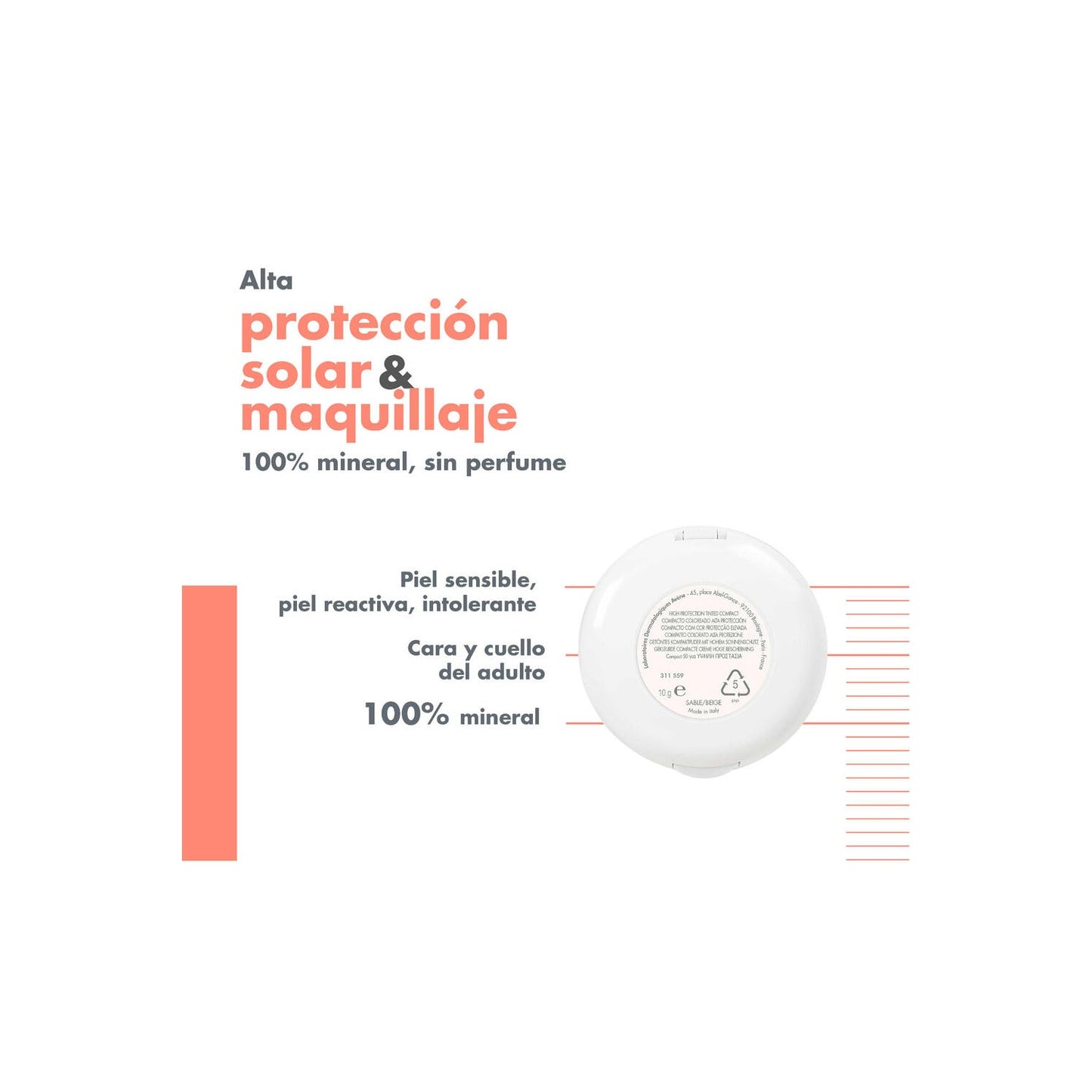 Avène Compacto con Color Alta Protección SPF50 Dorado 10g
