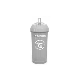 Twistshake Vaso con Pajita Color Gris Pastel +6m 360ml