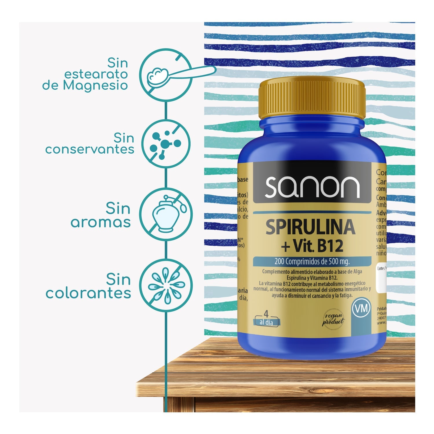 Sanon Spirulina + Vitamina B12 200comp
