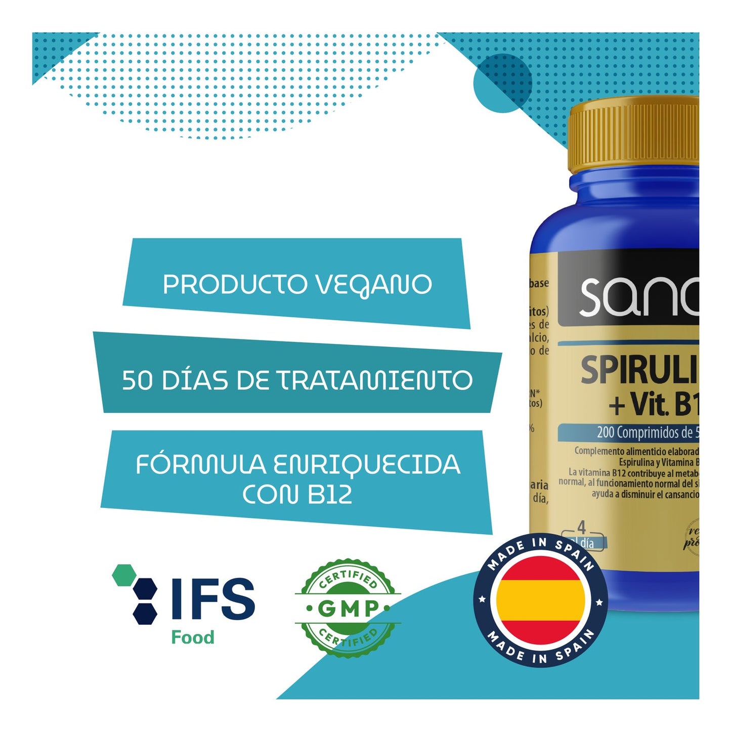 Sanon Spirulina + Vitamina B12 200comp