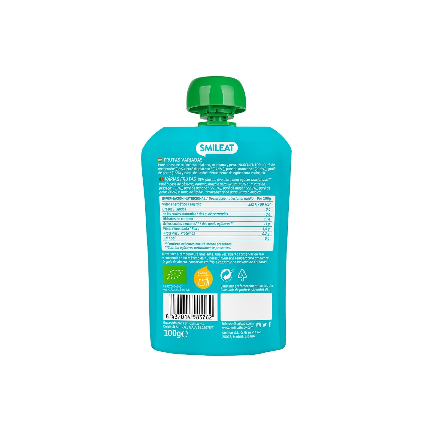 Smileat Pouch Ecológico de Frutas Variadas 100g