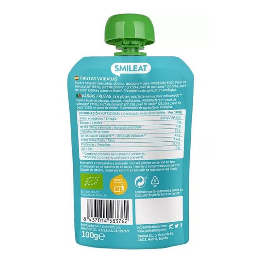 Smileat Pouch Ecológico de Frutas Variadas 100g
