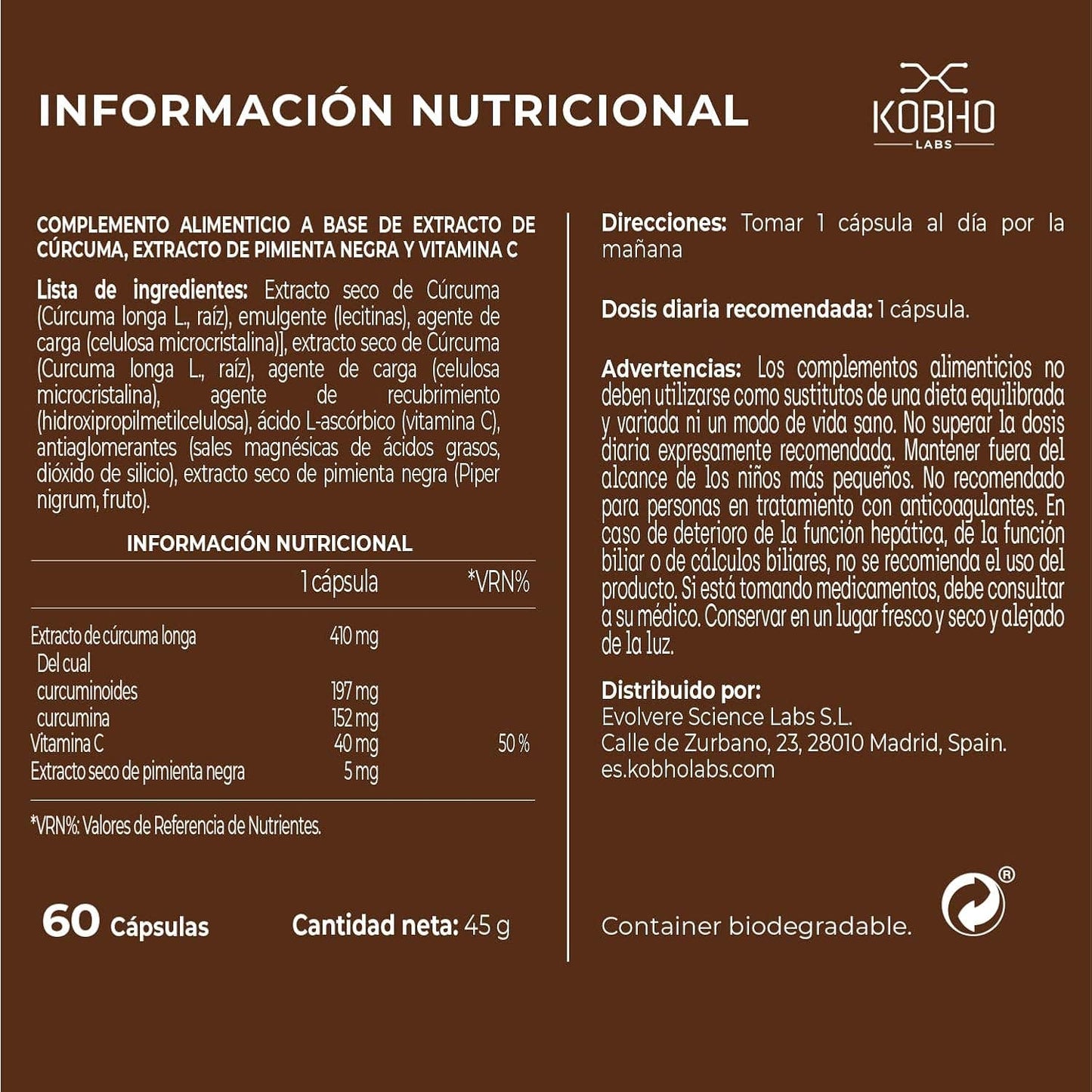 Kobho Cúrcuma + Pimienta Negra 60caps